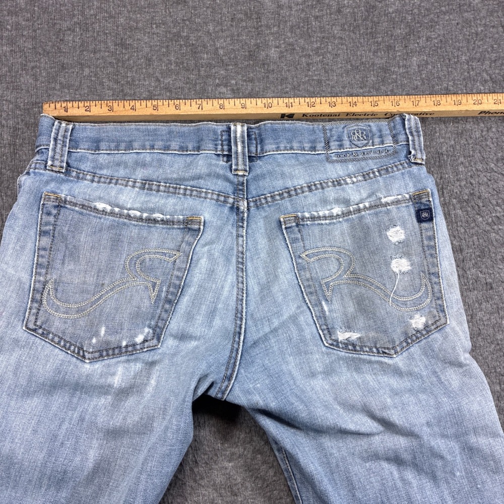 Rock & Republic Jeans Mens 34x30 Blue Distressed Straight Leg Grunge Punk Thrash - Picture 10 of 12